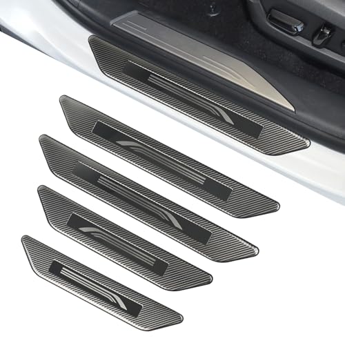 Hugeek 4PCS Door Sill Protector Compatible with Lexus 2023-2025 RX RX350/RX350h/RX500h F Sport Accessories Carbon Fiber Texture Stainless Steel Material Auto Door Entry Guards