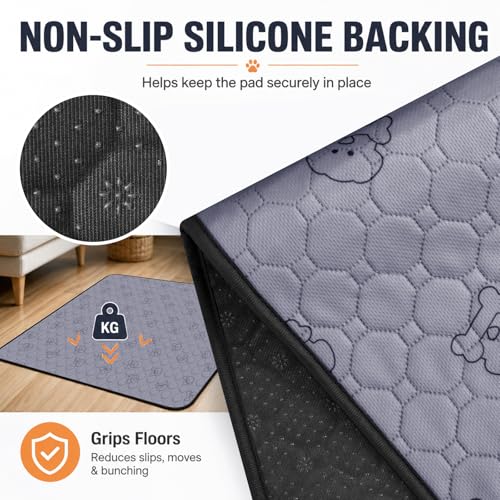 Image of Washable Pee Pads for Dogs 2 Pack, Reusable Waterproof Leak-Proof Puppy Training Pads, Super Absorbent Non-Slip Dog Whelping Pads for Crate, Playpen, Bed & Floor (36 inchx36 inch Gray)