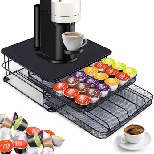 Coffee Pod Holder, MASTERTOP Coffee Pod Storage for Dolce Gusto Capsules, 72pcs Coffee Capsule Organizer with 2 Drawer, Coffee Machine Stand