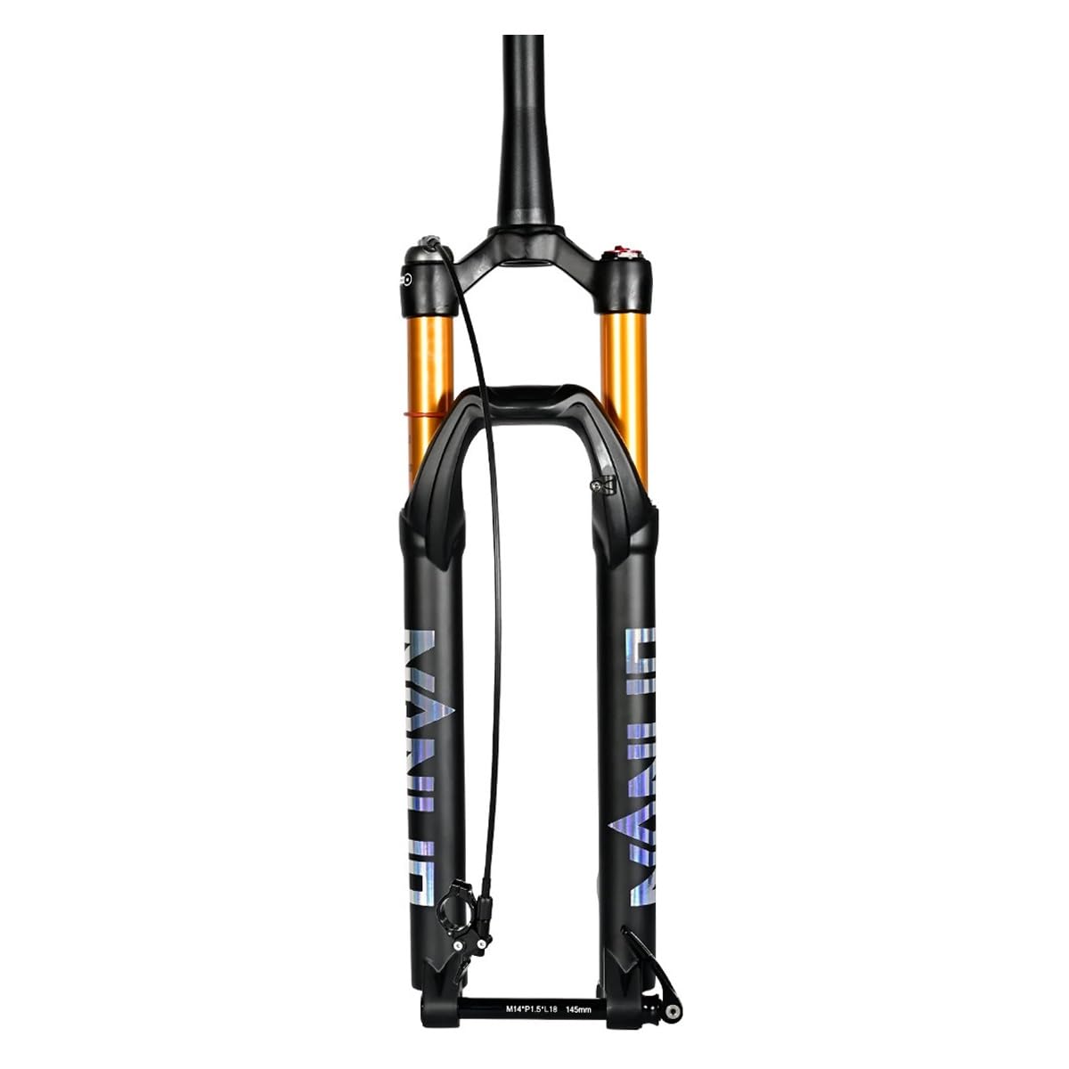 Forcella per Mountain Bike Forcella A Sospensione Air 27.5/29er Corsa 100 Mm Forcella MTB Perno Passante 100x15mm 1-1/2" Conico Blocco Remoto per Biciclette AM/FR/XC