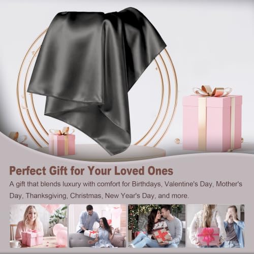 Image of LYSHIN Silk Pillow Cases 2 Pack Standard Size with Zipper, Dark Grey | 19 Momme Mulberry Silk Pillowcase for Skin and Hair, Anti-Acne, Hypoallergenic, Cooling, Beauty Sleep, Gifts for Women