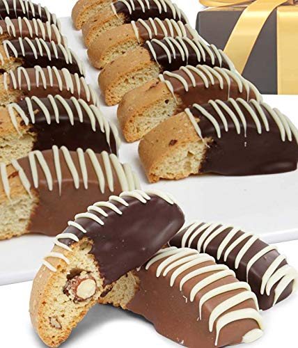 From You Flowers - Belgian Chocolate Dipped Biscotti Assortment - 12 Pieces for Mother's Day, Birthday, Anniversary, Get Well or Celebration