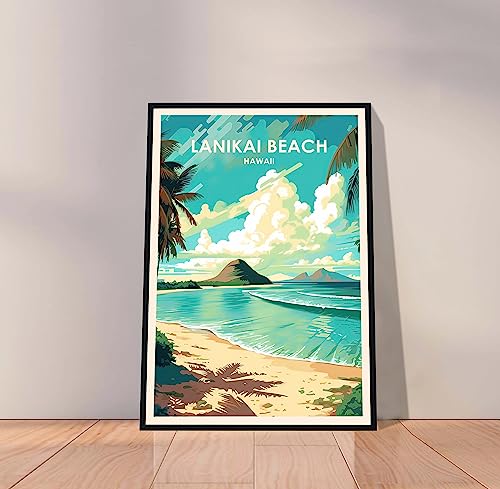 Lanikai Beach Travel Poster, Hawaii Poster, Lanikai Beach Poster, Lanikai Beach Print, Lanikai Beach...