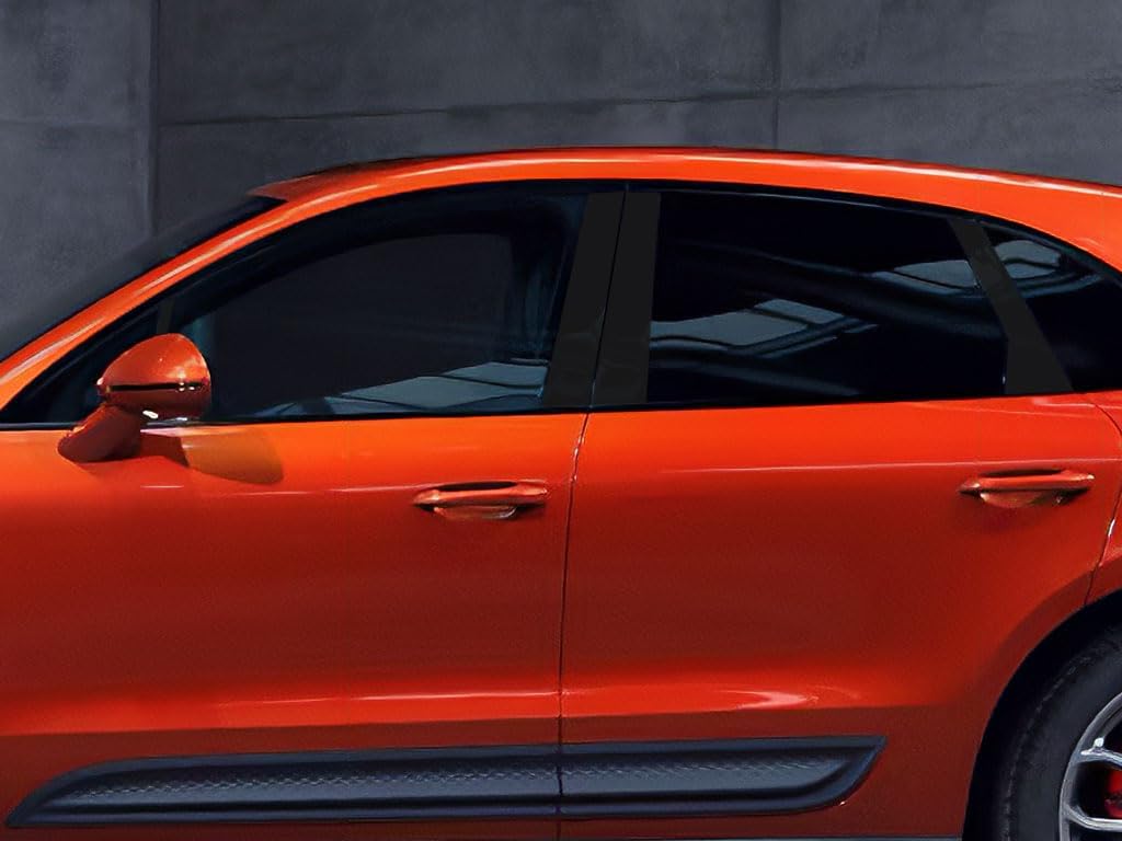 Rvinyl Pillar Post Pre Cut Window Trim Kits in Gloss Black Compatible with Porsche Macan 2015-2022 - Adhesive Backs