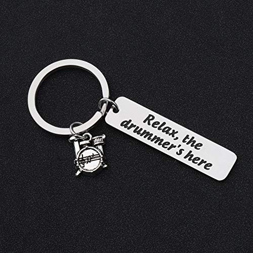 HOLLP Rock Drum Keychain for Drummer Gifts Relax The Drummer Is Here Keychain Drummer Keychain Drum Player Gift3