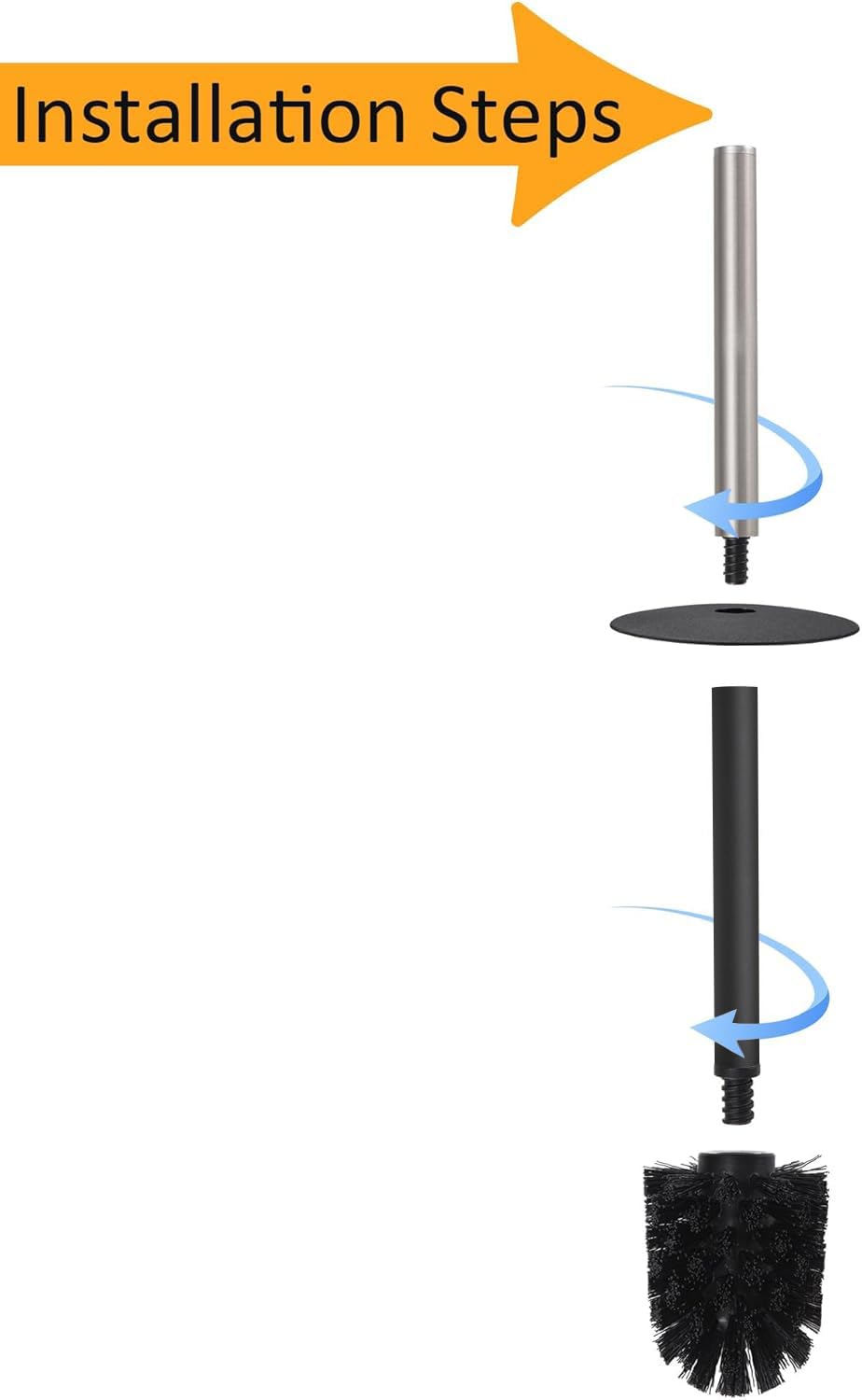 BGL Cepillo de inodoro de pie y soporte de níquel cepillado de aluminio para inodoro limpiador y soporte para almacenamiento y organización del baño, diseño cuadrado, resistente y ahorra espacio