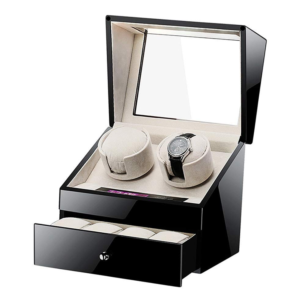 caricaorologi per 2 + 3 contenitori per Orologi caricaorologi Automatico con cassetto, Motore Display Digitale LCD lacca per Pianoforte 5 modalità di Rotazione