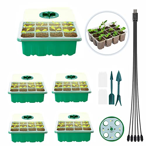 Reusable Seed Starter Trays with Grow Light, Seedling Starter Tray, 5