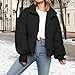 SXGYH Women’s Winter Cropped Puffer Jacket Coat Casual Quilted Baggy Long Sleeve Zip Down Jackets Outerwear (US, Alpha, Small, Regular, Regular, Black)