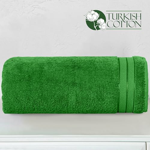 Image of Elegant Comfort Three Line Popcorn Extra Large Luxury Bath Towel - 40 inch x 80 inch inch, Premium Hotel Spa Quality 1 Piece Oversized Bath Sheet 100% Turkish Cotton Super Soft Highly Absorbent, Emerald Green