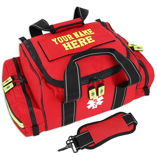 Lightning X Customizable Large EMT Medic First Responder EMS Trauma Jump Bag w/Embroidered Name - RED