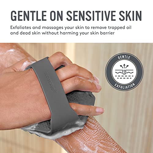 Sud Scrub® Antimicrobial Silicone Body Scrubber, Exfoliating Body Scrubber For Sensitive Skin, Eco Friendly Shower Scrubber For Body, Silicone Body Brush For Showering, Charcoal #TOP2