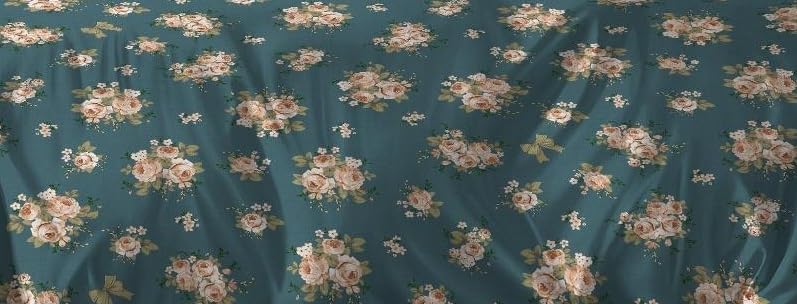 Image of 3D Print 180 TC Cotton Feel All Around Elastic Fitted Bedsheets King Size, for Double Bed with 2 Pillow Covers, Size- 78 inch x 72 inch (Green Flower)