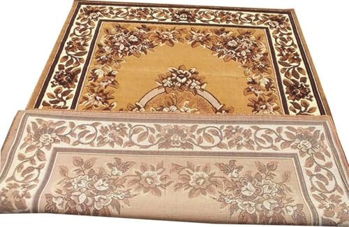 Image of Soft Premium Gold Carpet 6x8 ft - Washable, Anti-Skid, Fade-Resistant Acrylic Rug for Living Room, Hall, Bedroom, Modern Decor