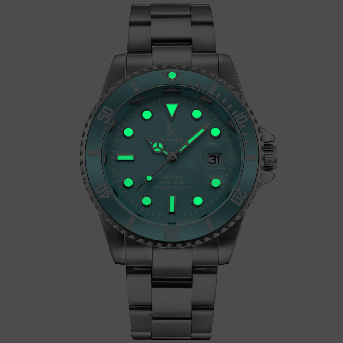 Alienwork IK Orologio Uomo Donna Calendario Cinturino in Metallo