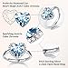 Bestyle 925 Sterling Silver Love Heart Cubic Zirconia Rings March Aquamarine Crystal Gemstone Rings for Women, Hypoallergenic Adjustable Rings for Every Finger
