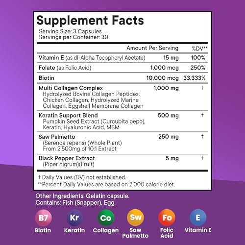 NEW AGE Biotin Collagen Keratin Hyaluronic Acid - 50,000mcg Hair Growth Vitamins for Men and Women, Nails, Hair, Skin Vitamins and DHT Blocker with Vitamin E Folic Acid Pumpkin Seed MSM- 180 Count