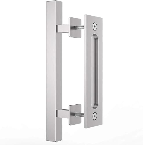 ROOMTEC Juego de manijas de puerta de granero resistentes de 10 pulgadas, diseño rústico grande de dos lados, para puertas, garajes, cobertizos,