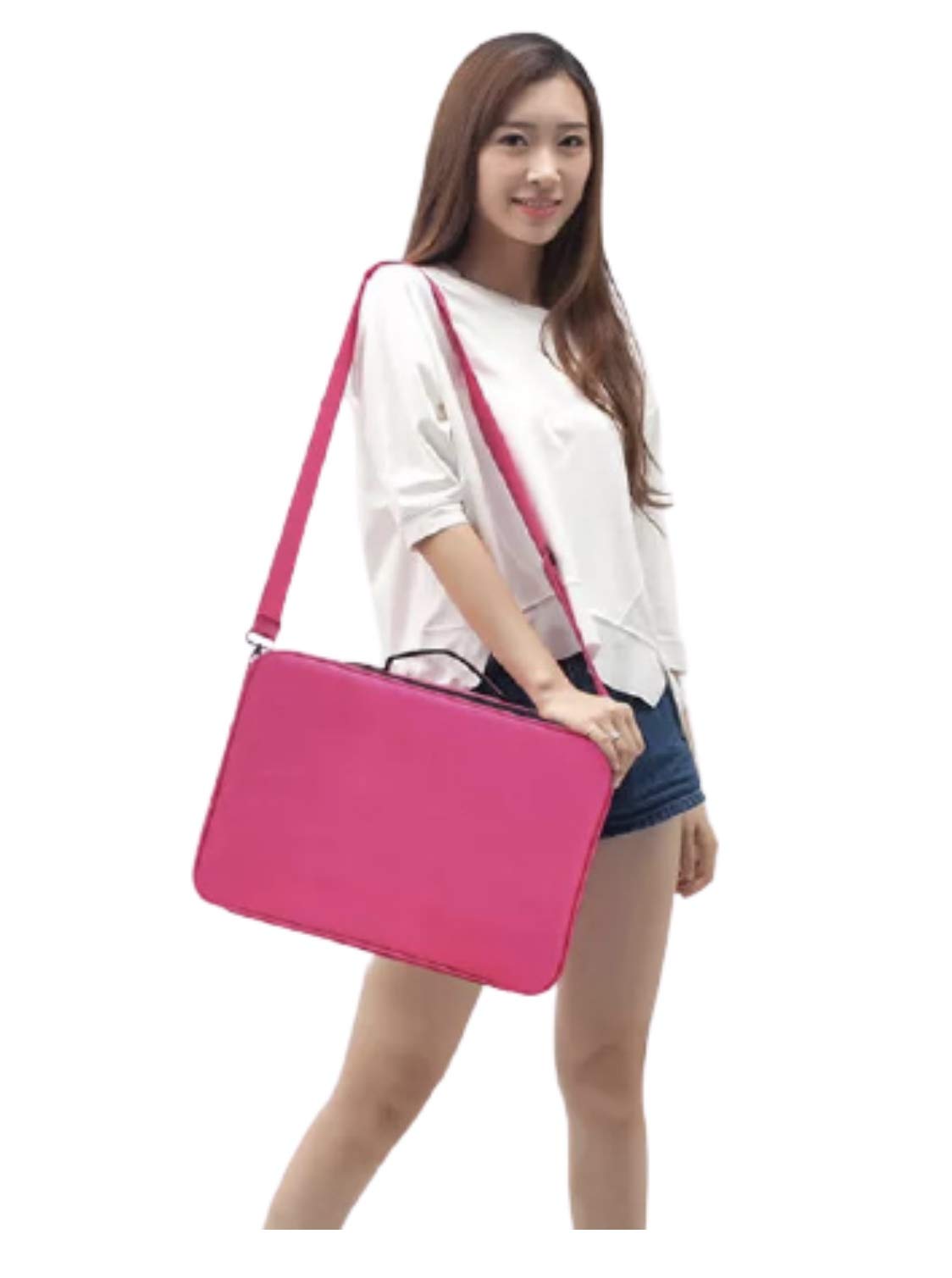 Adson Large Makeup Bag 3 Layers Professional Train Cosmetic Bag Makeup Organizer Case Portable Artist Storage Brush Box with Adjustable Dividers and Strap for Makeup Accessories (Pink) - Image 9 thumbnail
