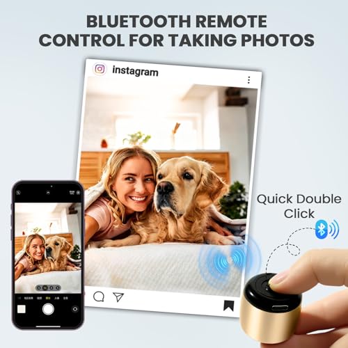 Image of Best Mini Portable Bluetooth Speaker with HD Sound & Bass I Smallest Wireless Bluetooth Speakers for Phone /PC /Tablet I Photo Selfie Button Answer Phone Calls I Cute Tiny Speaker (Gold)