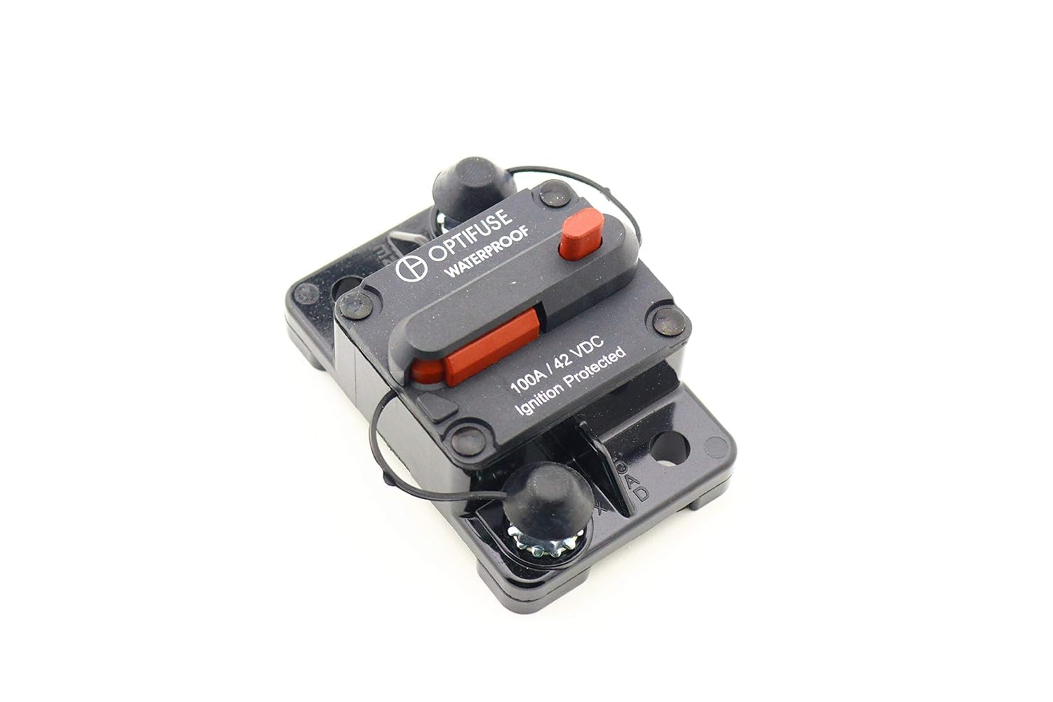 153100 | Optifuse Automotive Circuit Breaker | 58 VDC High Amp | 100A | Type III | Manual Reset | Surface Mount | Bussmann Cross: 185100F-011