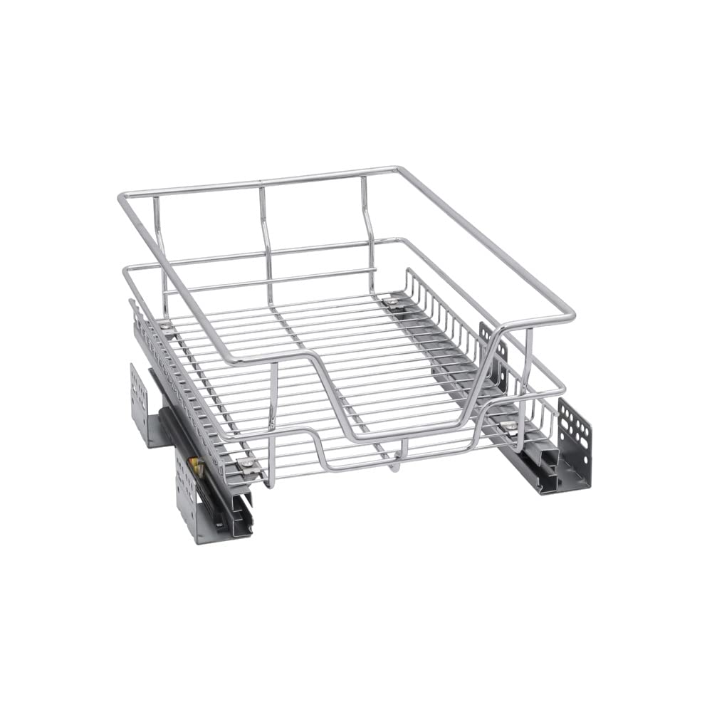 Solmer Ltd Polished Chrome Kitchen Cabinet Soft Close Runners Pull Out Wire Basket For 300 Or 1000 Mm Units (For 400Mm Unit)