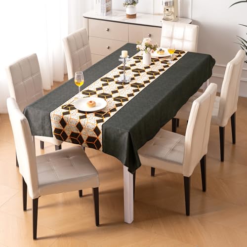 Image of HOKIPO Modern Grace Table Cloth for 6 Seater, 55x86 in, Amber Hive