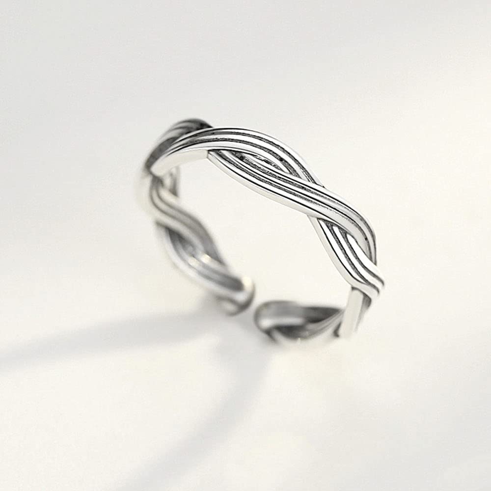 Anello Vintage Regolabile per Donne- S925 Anello di Dito Aperto di spagnello Vintage s, per alleviare Lo Stress Anello articolare impilabile, Regali economici per Un