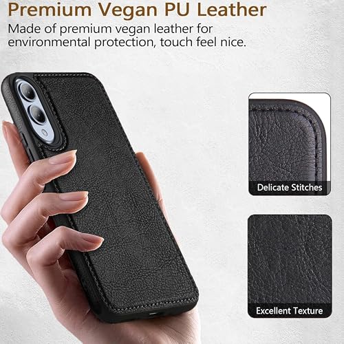 Image of Luxury Premium Vegan PU Leather TPU Case Cover Compatible with Samsung Galaxy S25 Edge 5G (2025) (Leather Black)