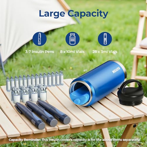 auvon large insulin pen cooler for 3-6 pens with medical tag tsa approved insulin travel cooler with portable handle diabetic travel case with gel ice pack and anti-freezing drawstring bag