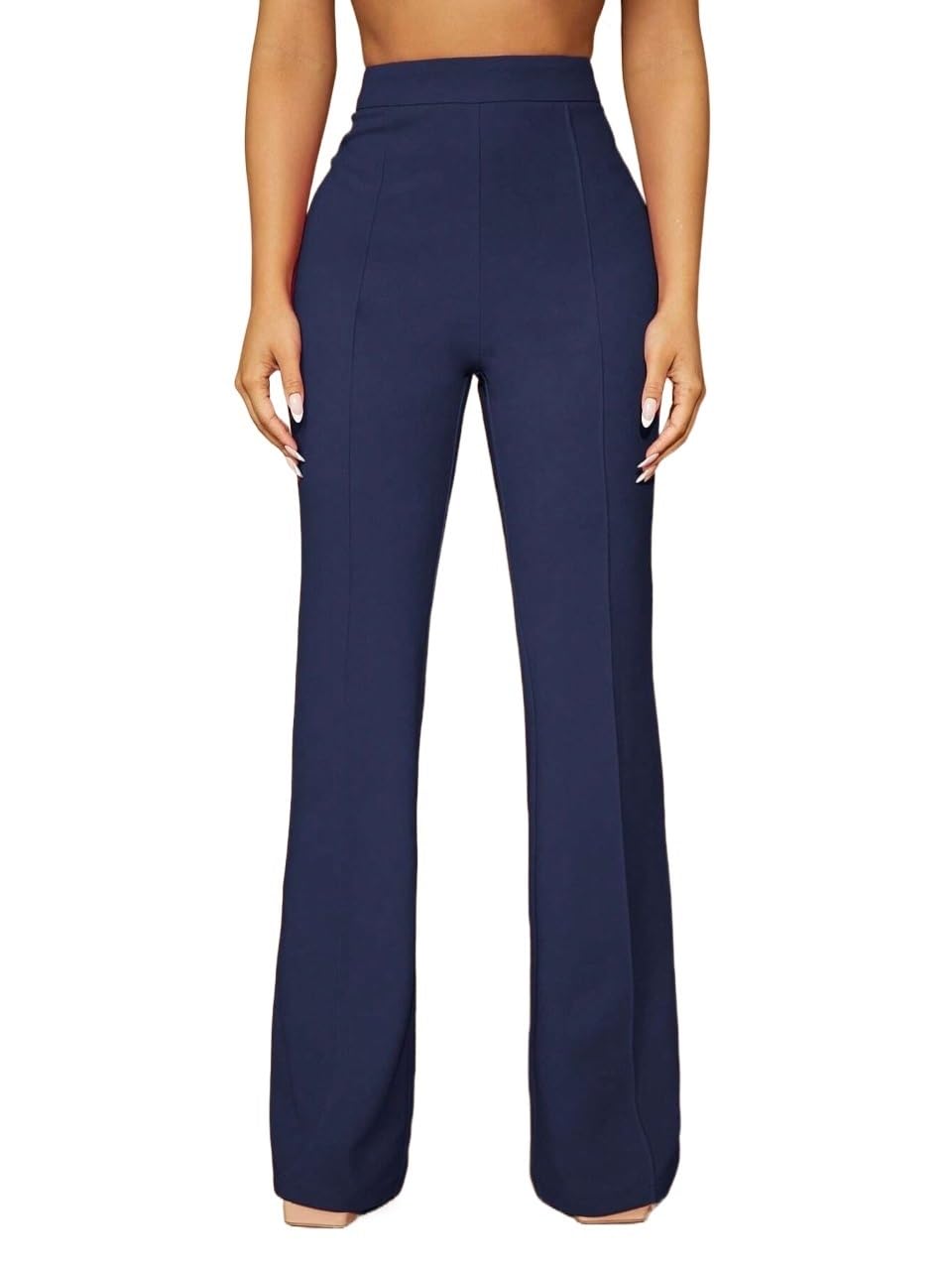 Womens Pants Seam Front Flared Leg Pants Prom Casual Trousers