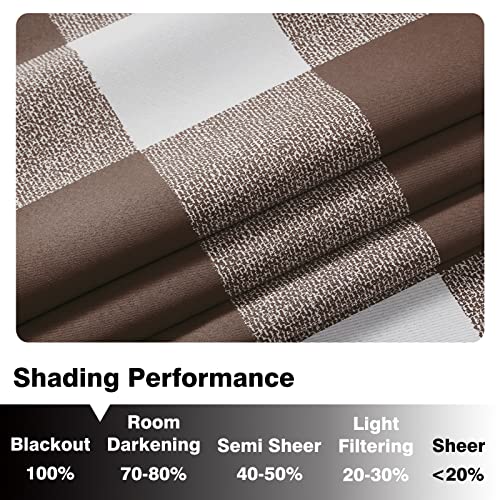 Melodieux Buffalo Check Plaid Blackout Curtains 84 Inches Long For Living Room, Bedroom Thermal Insulated Room Darkening Grommet Drapes, Brown, 50 X 84 Inch, 2 Panels #TOP4