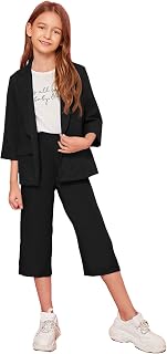 Girl's Open Front Blazer Jacket and Pants Set 2 Piece Outfits