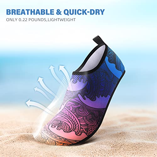 Water Socks For Women Men Adult Aqua Swim Shoes Beach River Pool Barefoot Yoga Exercise Wear Sport Accessories Quick-Dry Must Haves Size 10-11Women/9-10Men(N-Colorful Wave) #TOP2