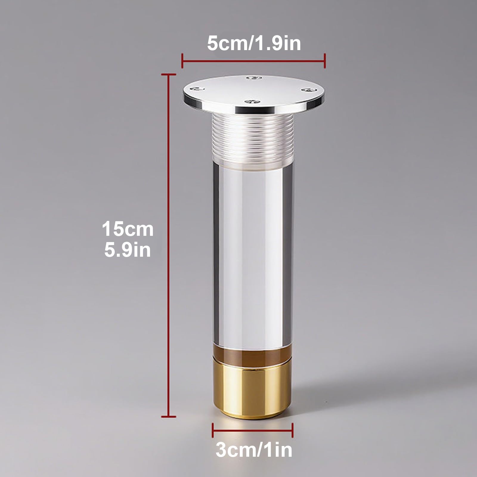 Nogi meblowe akrylowe ze złotymi nakładkami | Wiele wysokości 8-40 cm dla kanapy, sofy, krzesła i stołu: Nogi akrylowe ze złotymi nakładkami(15cm/5.9in)