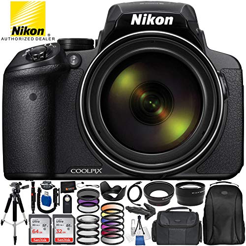 Nikon COOLPIX P900 Digital Camera with 83x Optical Zoom and Built-In Wi-Fi (Black) + Ultimate 96GB Accessory Kit. Includes 2X SanDisk Ultra Memory Cards + Wide Angle & Telephoto Lenses + MUCH MORE