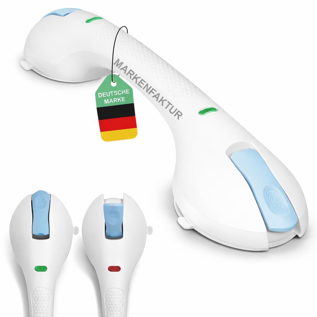 INNOVATIVER Haltegriff Dusche ohne Bohren – Rutschfeste Aufstehhilfe bis 120 kg – 44 cm Duschgriff mit Saugnapf – Stabiler Haltegriff für Bad & Dusche – Badewannengriff ideal für Senioren