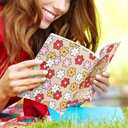 Tuoxiukan Custom Floral Capybara Book Sleeve Cover for Paperback Persomalized Name Cute Washable Fabric Elastic Surface Hardcover Book Cover with Bookmark Belt2