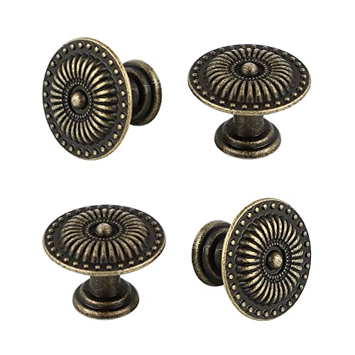 Bestomz 4pcs Vintage Drawer Cabinet Pull Handle Knob (Bronze), As Shown