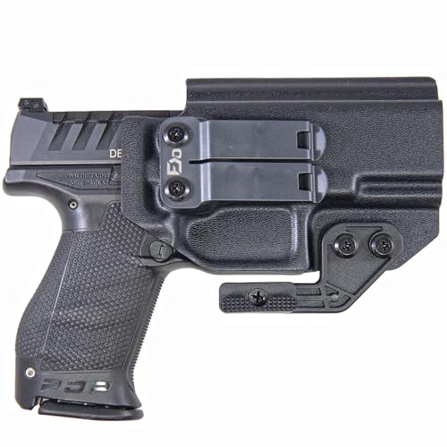 FDO Industries IWB Kydex Holster Compatible with Walther PDP Compact 4" Optic Cut with Claw & Discreet Carry Concepts 1.5" Metal Clip - Made in USA (Black, Walther PDP 4")