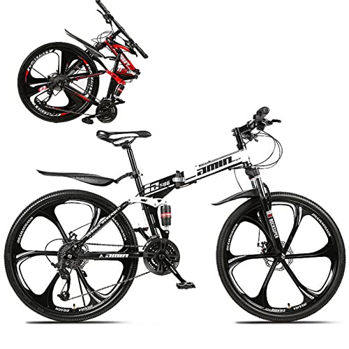 Portable Folding Bike For Adults Mountain Bicycle Removable Adult Mountain Snow Beach Electric Bike With Suspension Fork High Carbon Steel Frame,Black/6,27 #TOP8