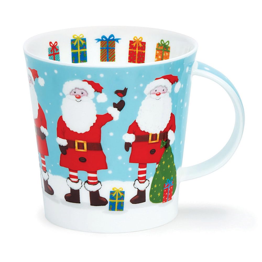 Dunoon Caingorm Tasse de Noël en porcelaine anglaise Motif Père Noël bleu, rouge et blanc