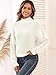 ZAFUL Women's Cropped Turtleneck Sweater Lantern Sleeve Ribbed Knit Pullover Sweater Jumper (0-White, XL)