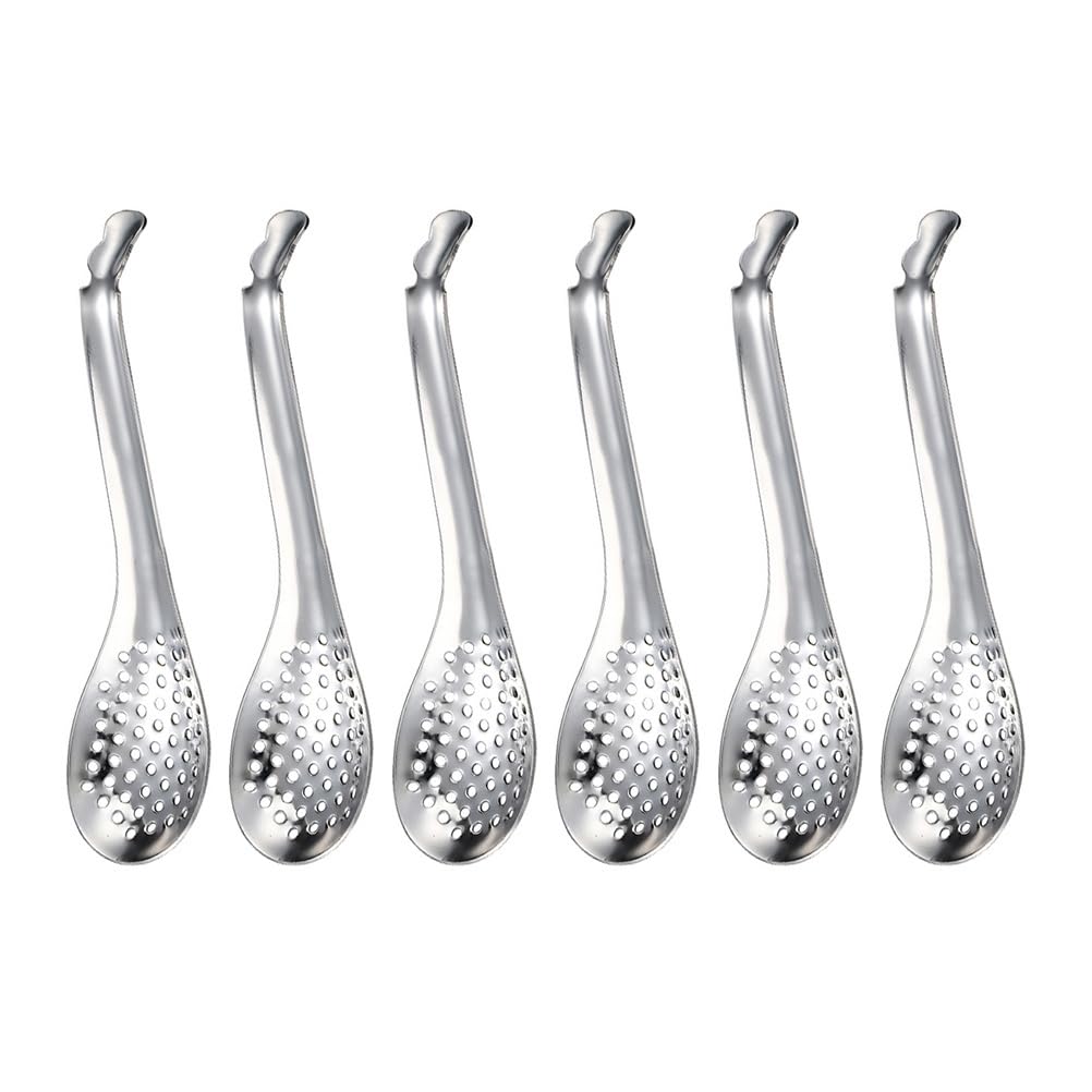 Happyyami 6Pcs Spherification Spoon Stainless Steel Caviar Spoon Colander s Strainer Molecular Slotted Bar Cocktail Strainer Filter for Kitchen