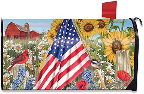 America The Beautiful Summer Mailbox Cover Floral Patriotic Standard