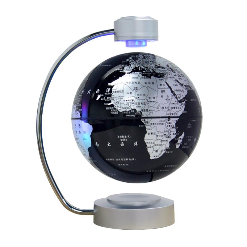 FZHQNZJF World Globe 8 Inch Maglev Globe Self Rotating World Maps English Levitating Globus Levitation Magnetic Floating Map Geography Education Deco Earth Globes