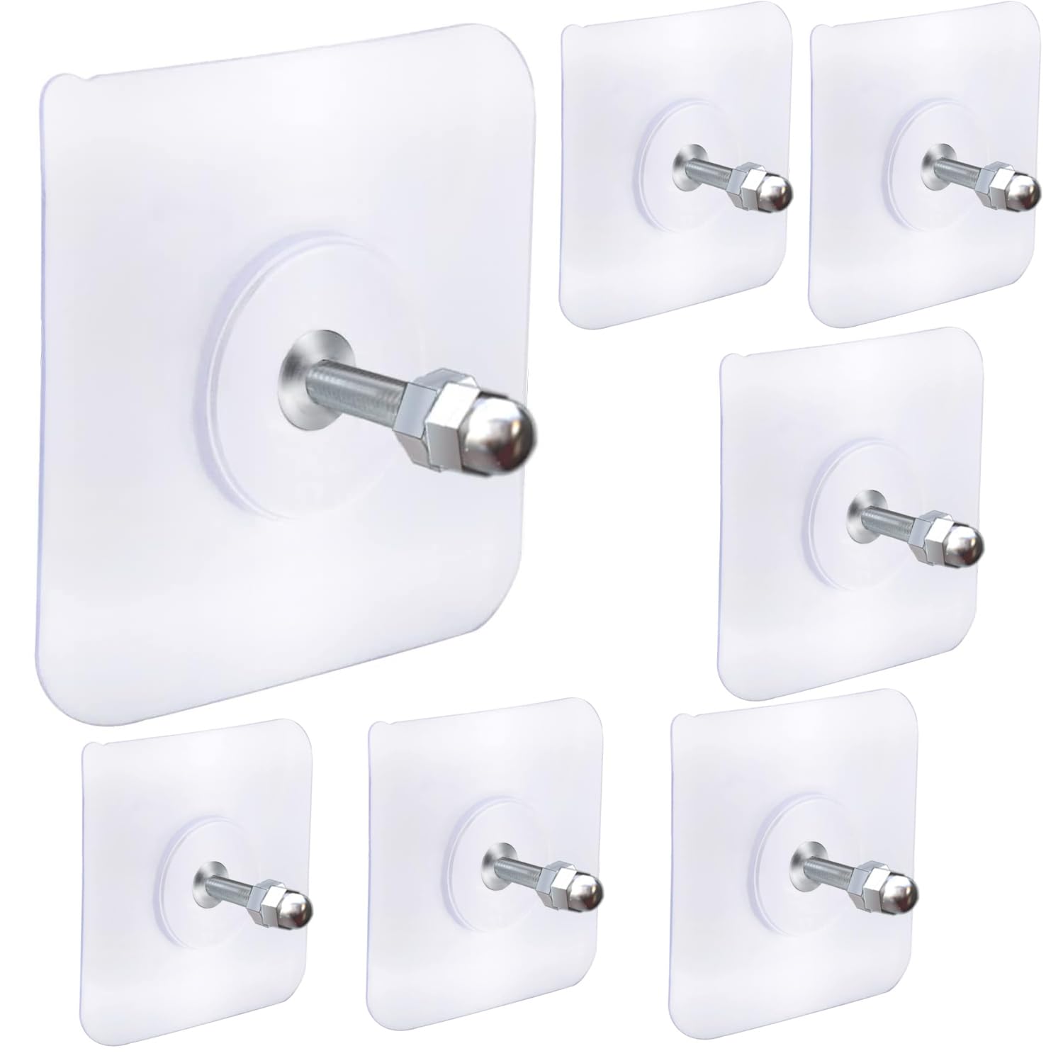 Celbon Transparent Shower Caddy Adhesive Hooks, 4-Pack, Strong Sticker Pads for Bathroom & Kitchen Storage, Up to 5kg Each, Wall Mount