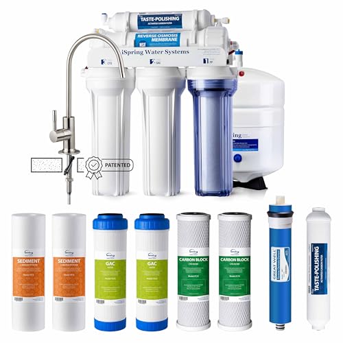 Image of iSpring RCC7F3 Value Pack, 5-Stage Under Sink Reverse Osmosis Water Filter System, Patented Easy-Mount Faucet for Effortless Installation, Additional 3 Pre-Filters Included