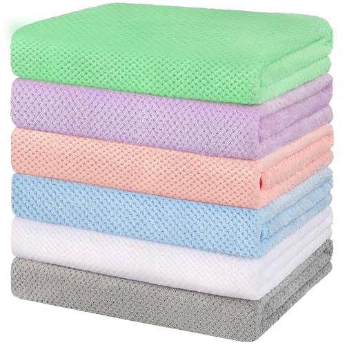 HOMEXCEL 6 Pack Bath Towel Set, (24 x 48 Inches) Microfiber Ultra Soft Highly Absorbent Bath Towels, Lightweight and Quick Drying Towels for Hotel, Bathroom, Spa and Beauty Parlor, Multicolor