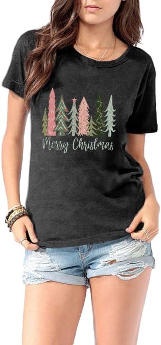 LBP Merry Christmas Shirt for Women Merry and Bright Christmas T-Shirt Xmas Holiday Tee Tops - Image 6